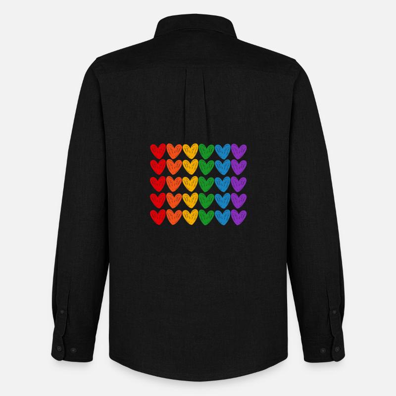 LGBTQIA-Regenbogenherzen - Männer Oxford Hemd von Stanley/Stella - Schwarz
