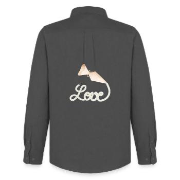 Piping bag writes "Love" – sweet decoration motif - Men's Oxford Shirt by Stanley/Stella - anthracite - Back - AI Model Male 185 dark (185cm)