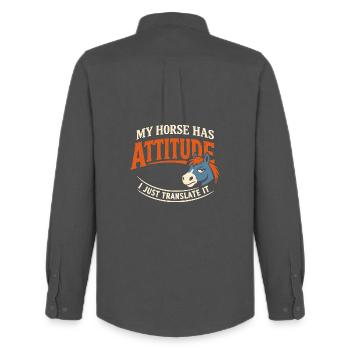 Horse Mood Humor Experienced Horse Owner - Men's Oxford Shirt by Stanley/Stella - anthracite - Back - AI Model Male 185 dark (185cm)
