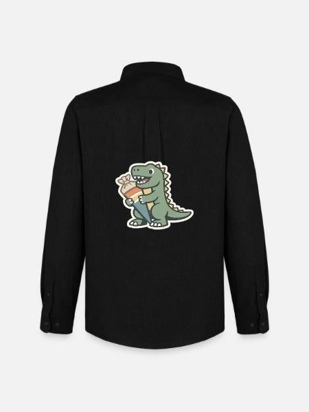 Dino Einschulung Personalisierbar Name Schule - Männer Oxford Hemd von Stanley/Stella - Schwarz
