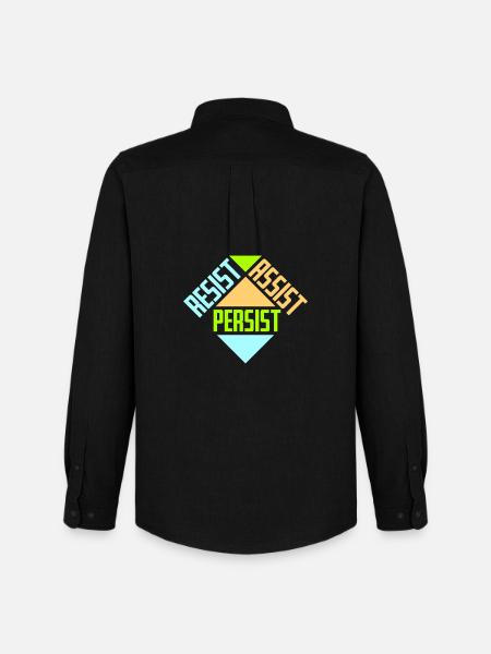 Resist Assist Persist Activism Motivation Logo - Men's Oxford Shirt by Stanley/Stella - black