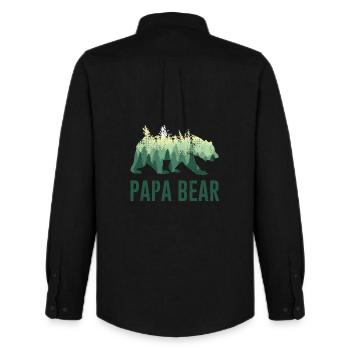 Papa Bear Daddy Father - Men's Oxford Shirt by Stanley/Stella - black - Back - AI Model Male 185 dark (185cm)