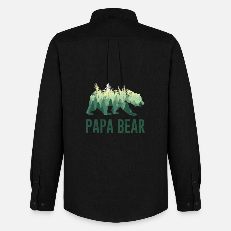 Papa Bear Daddy Vater - Männer Oxford Hemd von Stanley/Stella - Schwarz