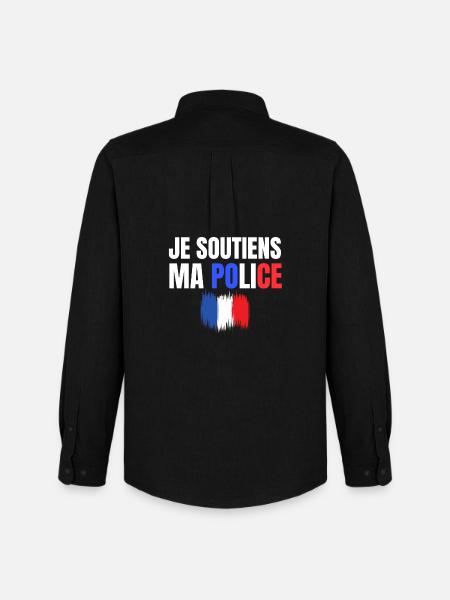 police, policier, gendarme - Chemise Oxford homme Stanley/Stella - noir