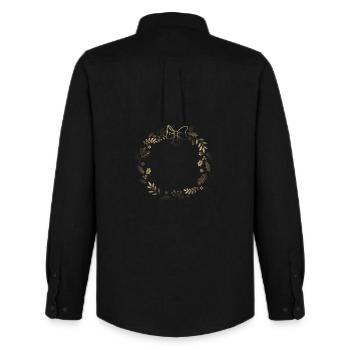 Couronne festive dorée avec ruban - Chemise Oxford homme Stanley/Stella - noir - Dos - AI Model Male 185 dark (185cm)