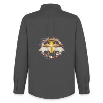cerf-volant doré avec couronne et fleurs - Chemise Oxford homme Stanley/Stella - charbon - Dos - AI Model Male 185 dark (185cm)