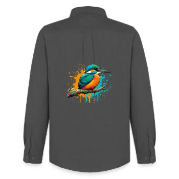 Eisvogel - Männer Oxford Hemd von Stanley/Stella - Anthrazit - Hinten - AI Model Male 185 dark (185cm)
