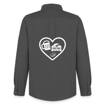 Humour raclette à la bière de cœur - Chemise Oxford homme Stanley/Stella - charbon - Dos - AI Model Male 185 dark (185cm)