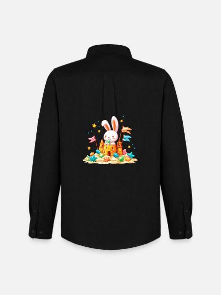 Bunny on the Beach Sandpit - Men's Oxford Shirt by Stanley/Stella - black