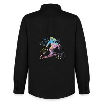 Alpine skiing Winter sports Nordic skiing - Men's Oxford Shirt by Stanley/Stella - black - Back - AI Model Male 185 dark (185cm)