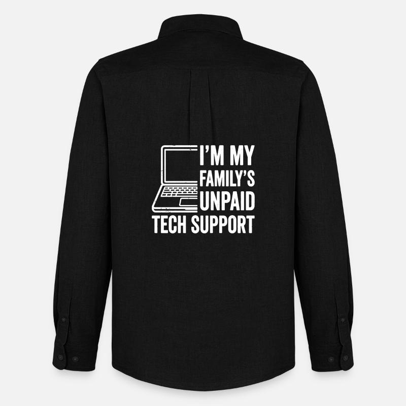 Familien unbezahltes Technik-Support-Humordesign - Männer Oxford Hemd von Stanley/Stella - Schwarz