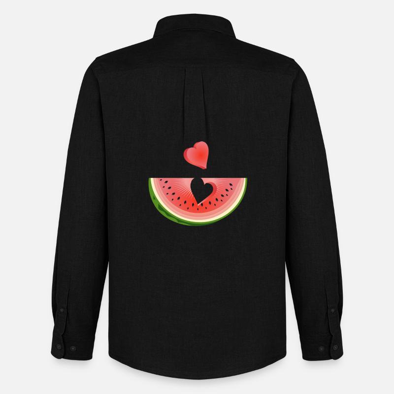 Stück einer Wassermelone mit Herz - Männer Oxford Hemd von Stanley/Stella - Schwarz