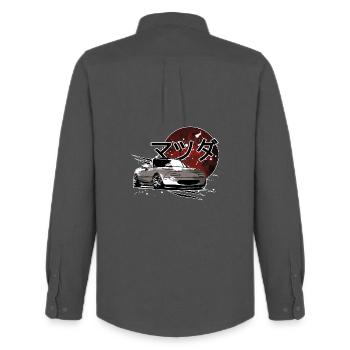 Voiture Mx5 Miata écriture japonaise - Chemise Oxford homme Stanley/Stella - charbon - Dos - AI Model Male 185 dark (185cm)