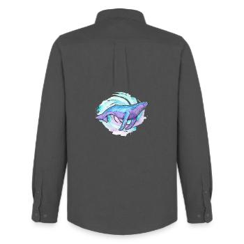 Baleine à bosse aquarelle - Chemise Oxford homme Stanley/Stella - charbon - Dos - AI Model Male 185 dark (185cm)