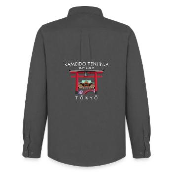 Tokyo, Kameido Tenjinja Guardian Shrine, Japan - Men's Oxford Shirt by Stanley/Stella - anthracite - Back - AI Model Male 185 dark (185cm)