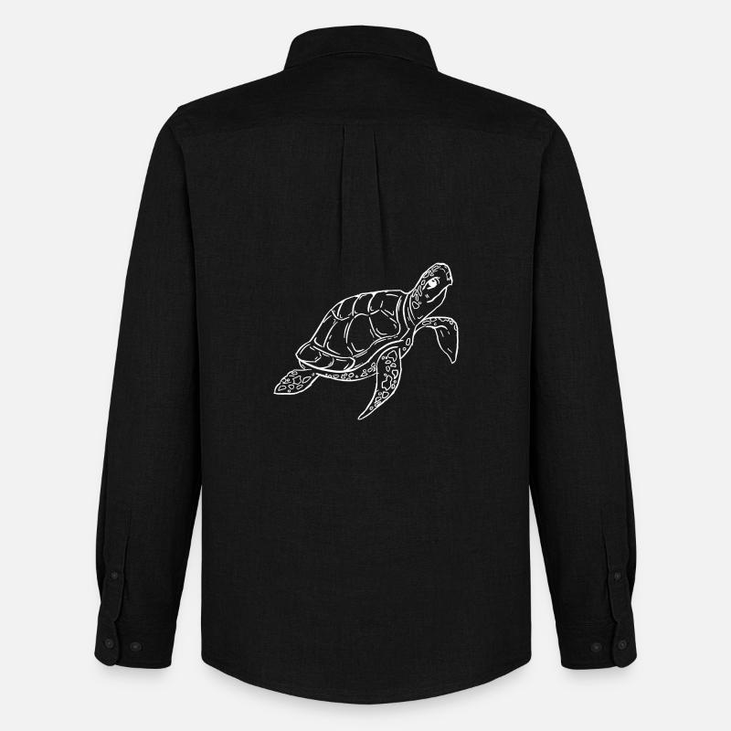 Sea Turtle Ocean Illustration  - Männer Oxford Hemd von Stanley/Stella - Schwarz