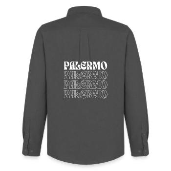 Palermo logo design - Men's Oxford Shirt by Stanley/Stella - anthracite - Back - AI Model Male 185 dark (185cm)