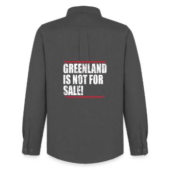 Greenland Is Not For Sale - Men's Oxford Shirt by Stanley/Stella - anthracite - Back - AI Model Male 185 dark (185cm)