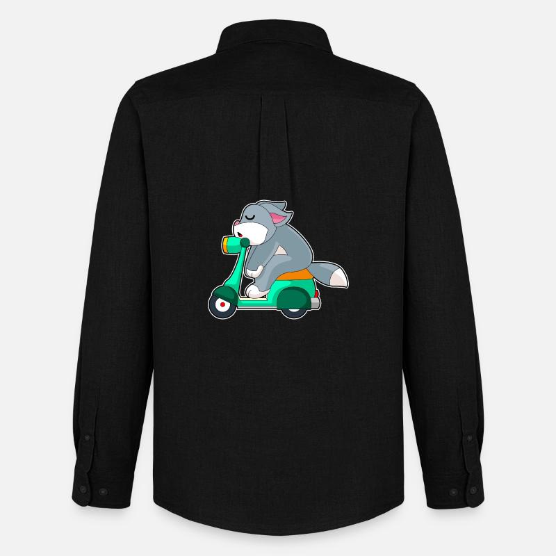 Katze Motorroller - Männer Oxford Hemd von Stanley/Stella - Schwarz