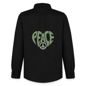 Friedens Herz mit Peace Typo - Männer Oxford Hemd von Stanley/Stella - Schwarz - Hinten - AI Model Male 185 dark (185cm)