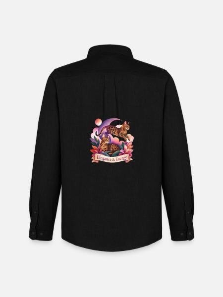 Aesthetic Bengal Cats Art - Men's Oxford Shirt by Stanley/Stella - black