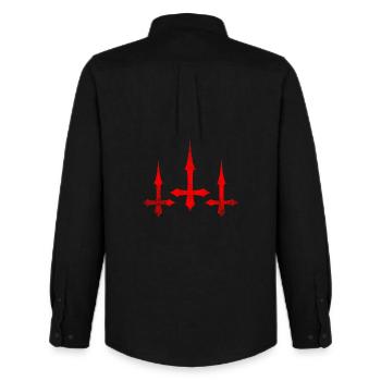 Triple croix inversée - Chemise Oxford homme Stanley/Stella - noir - Dos - AI Model Male 185 dark (185cm)