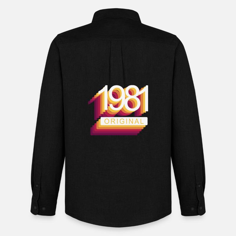 Geboren 1981 - Männer Oxford Hemd von Stanley/Stella - Schwarz