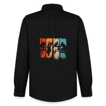 Fünfteilige Action-Silhouetten - Männer Oxford Hemd von Stanley/Stella - Schwarz - Hinten - AI Model Male 185 dark (185cm)