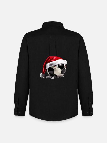 Soccer Christmas Santa Hat Ball - Men's Oxford Shirt by Stanley/Stella - black