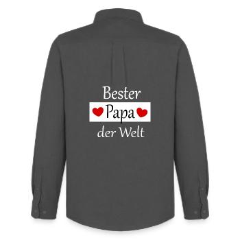 Father's Day 2026 Gift Dad - Men's Oxford Shirt by Stanley/Stella - anthracite - Back - AI Model Male 185 dark (185cm)