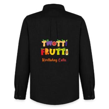 Fruits du design du deuxième anniversaire de Twotti Frutti - Chemise Oxford homme Stanley/Stella - noir - Dos - AI Model Male 185 dark (185cm)