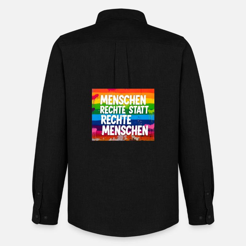 Menschenrechte statt rechte Menschen Statement - Männer Oxford Hemd von Stanley/Stella - Schwarz