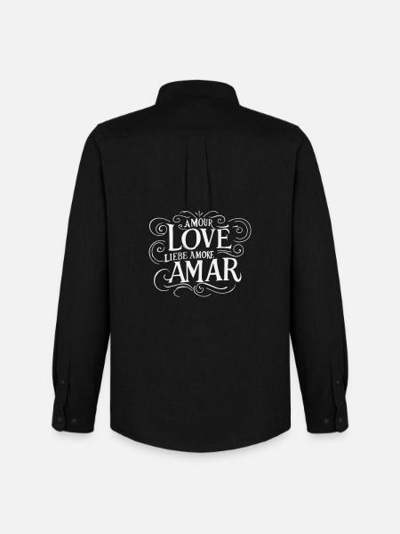 Universal Love - Romantic Ornate White - Men's Oxford Shirt by Stanley/Stella - black