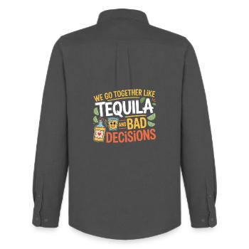Tequila & Mauvaises décisions Cadeau d’amis drôles - Chemise Oxford homme Stanley/Stella - charbon - Dos - AI Model Male 185 dark (185cm)