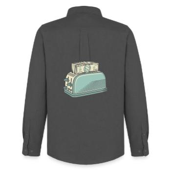 Pain grille-pain Cash Hustle Design de T-shirt drôle - Chemise Oxford homme Stanley/Stella - charbon - Dos - AI Model Male 185 dark (185cm)