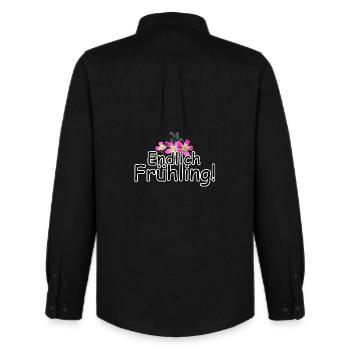 Endlich Frühling Blumen Jahreszeit Spruch - Männer Oxford Hemd von Stanley/Stella - Schwarz - Hinten - AI Model Male 185 dark (185cm)