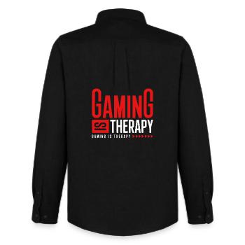 GAMING IST THERAPIE - Männer Oxford Hemd von Stanley/Stella - Schwarz - Hinten - AI Model Male 185 dark (185cm)