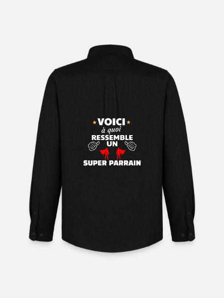 Humour Super Parrain Illustration - Chemise Oxford homme Stanley/Stella - noir