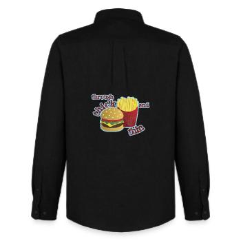 Burger avec frites - Chemise Oxford homme Stanley/Stella - noir - Dos - AI Model Male 185 dark (185cm)