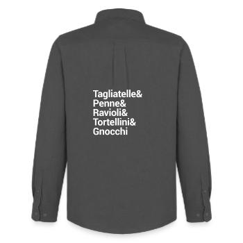 Pasta Culinary Typography Design - Men's Oxford Shirt by Stanley/Stella - anthracite - Back - AI Model Male 185 dark (185cm)