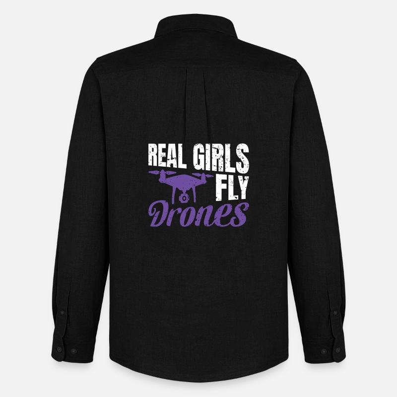 Real Girls fly Drones - Männer Oxford Hemd von Stanley/Stella - Schwarz