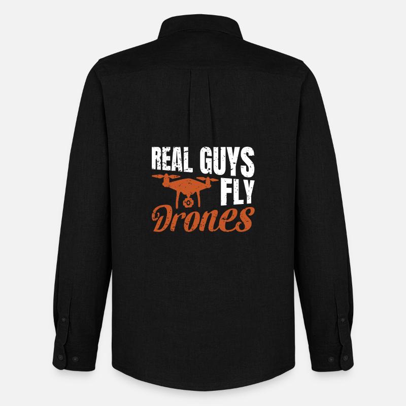 Real Guys fly Drones - Männer Oxford Hemd von Stanley/Stella - Schwarz