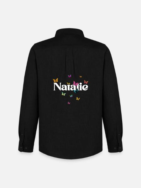 Beautiful girl name with butterflies NATALIE - Men's Oxford Shirt by Stanley/Stella - black