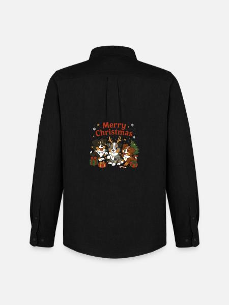 Süßes Australian Shepherd Weihnachtdesign - Männer Oxford Hemd von Stanley/Stella - Schwarz