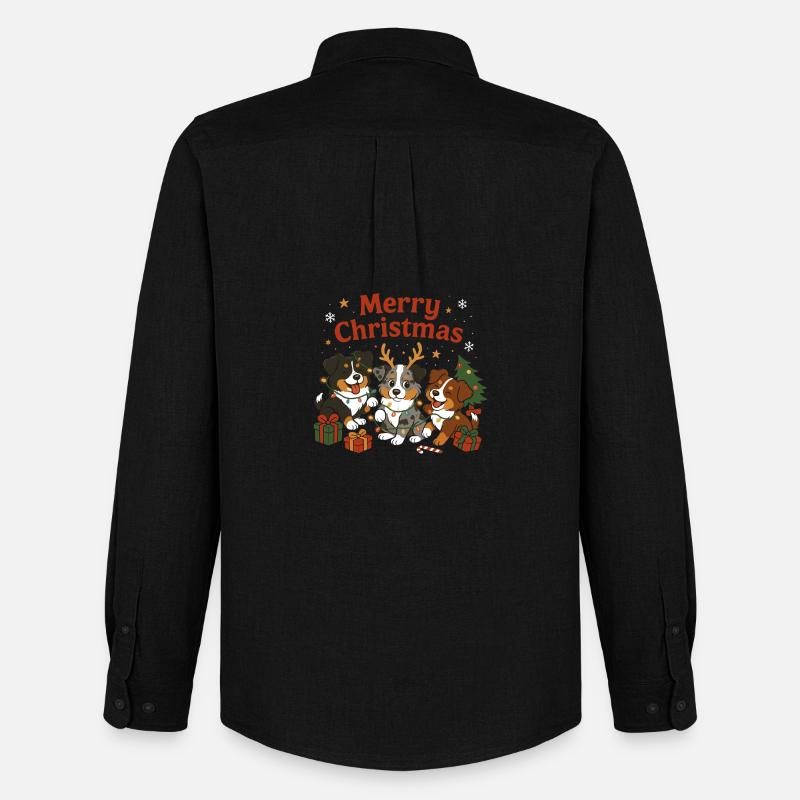 Süßes Australian Shepherd Weihnachtdesign - Männer Oxford Hemd von Stanley/Stella - Schwarz