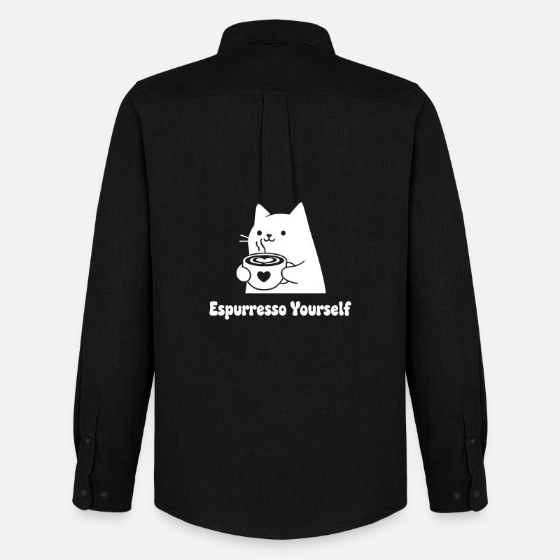 Espresso Yourself Katzenmotiv - Männer Oxford Hemd von Stanley/Stella - Schwarz