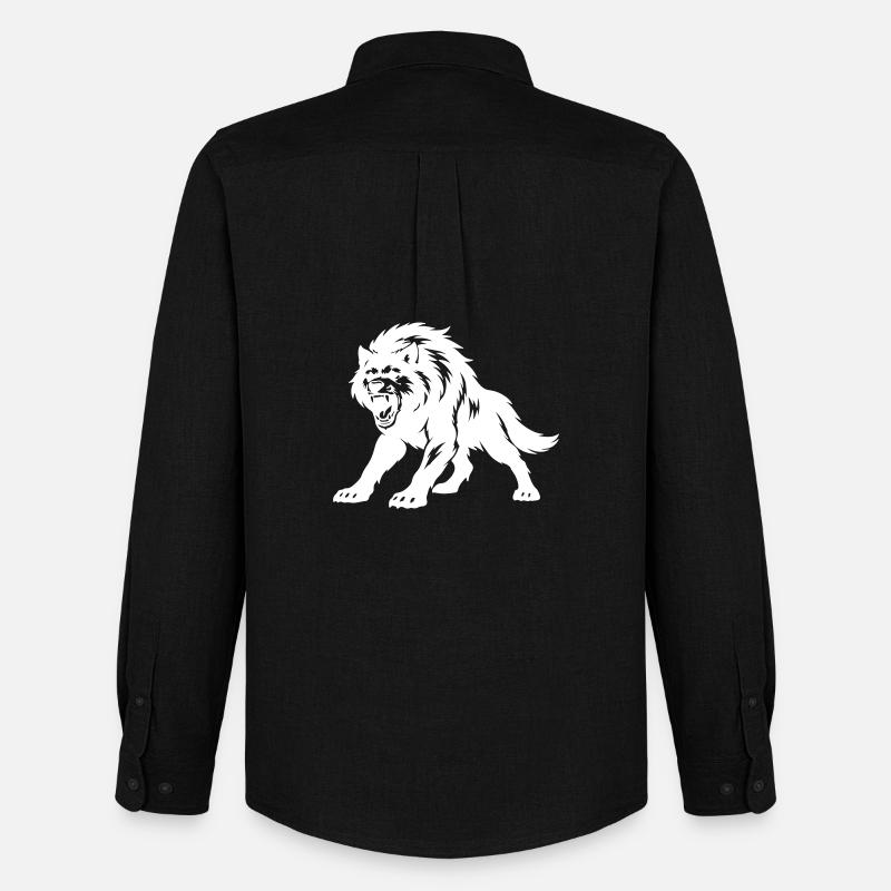 Wolf Silhouette - Männer Oxford Hemd von Stanley/Stella - Schwarz