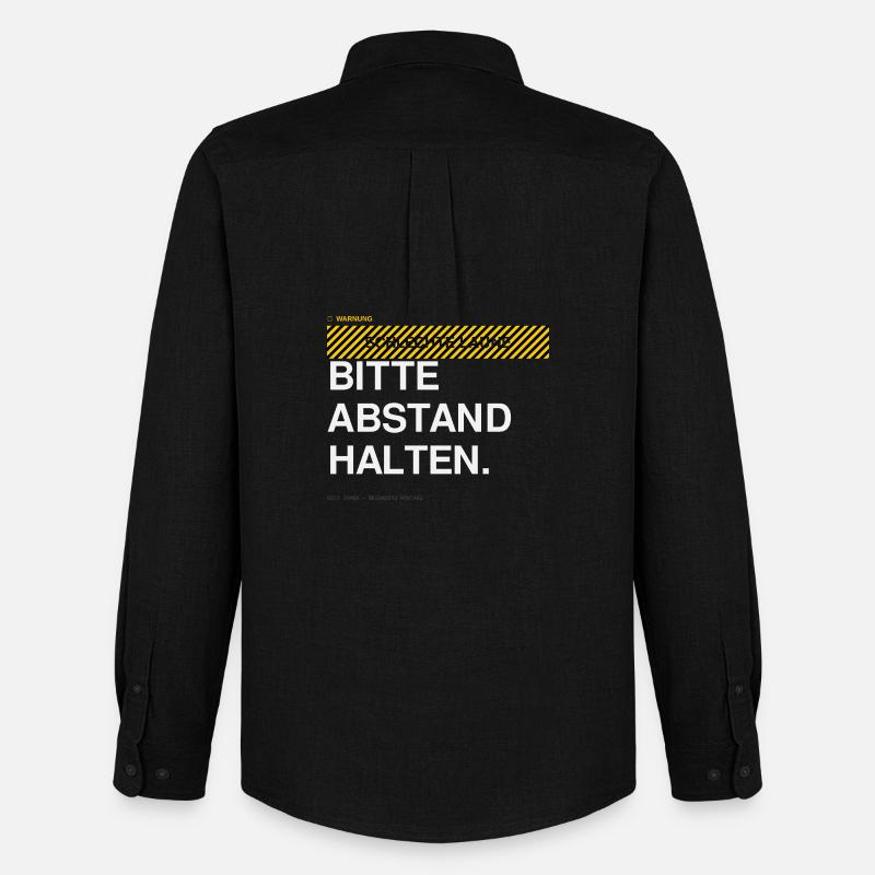 BITTE ABSTAND HALTEN Warnhinweis - Männer Oxford Hemd von Stanley/Stella - Schwarz