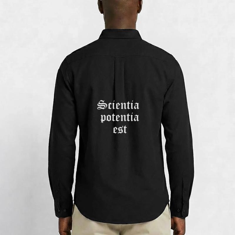 Knowledge is Power in Gothic Script Men's Oxford Shirt by Stanley/Stella