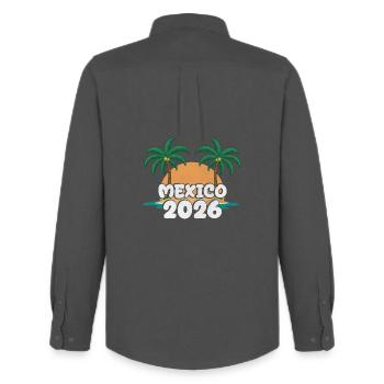 Mexico 2026 - Men's Oxford Shirt by Stanley/Stella - anthracite - Back - AI Model Male 185 dark (185cm)